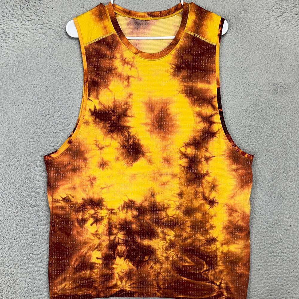 Lululemon Metal Vent Tech 2.0 Sleeveless Shirt Mens XL Yellow Tie-Dye Athletic